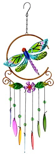 Libellula Wind Chime 7 Farben Glass Anhänger, Glocken, Garten im Freien, zur Dekoration von Innenräumen im Freien, geeignet für die Dekoration des Hauses
