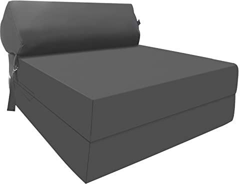 Fold Out Z Bed Chair Sofa Lightweight Bed Futon Supreme Quality Foam for Adult and Kids Lounger Mattress Ergonomically Designed Single Mattress Zbed (Dark Grey)