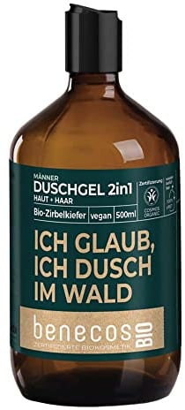 benecos - natural beauty BIO Duschgel 2in1 (Körper und Haare) BIO-Zirbelkiefer ICH GLAUB ICH DUSCH IM WALD