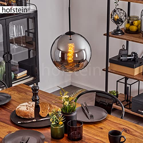Hängeleuchte Koyoto, Hängelampe aus Metall/Glas in Schwarz/Chromfarben, Leuchte 1-flammig im Vintage/Retro Design mit Schirm aus Glas (Ø 25 cm), Höhe max. 147 cm, 1 x E27, ohne Leuchtmittel