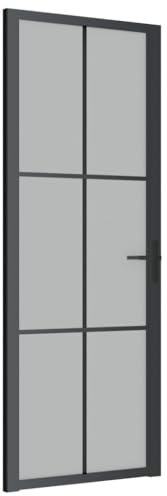 vidaXL Puerta Interior Corredera Entrada Corrediza Deslizante Cuarto de Baño Sala de Estar Salón Habitación de Vidrio y Aluminio Negro Mate