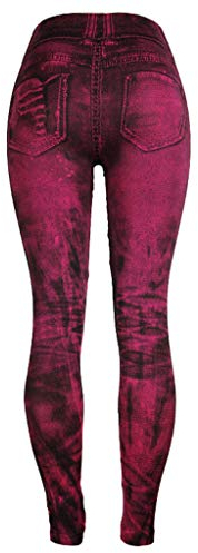 Damenhosen Bomben-Bodenfarbe neunminütigen schlanken Super-Jeans-Hip-up-Hosen Lack Hose Damen Schwarz (Hot Pink, M)