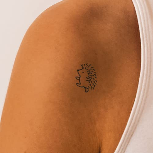Inkster® Tanzender Igel Tattoo | Temporäres Tattoo mit EU-Kosmetikzertifizierung | wasserfest + vegan | revolutionäres 2-Wochen-Tattoo | Fake Tattoos und Klebetattoos für Erwachsene