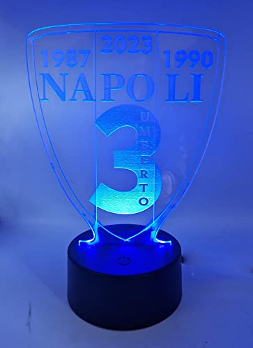 Generico Lampada in Plexiglass con Base Nera Disegno Scudetto del Napoli Calcio e Nome Personalizzato Decor Night Light LED Luce Camera 7 Colori