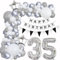 Luftballons Girlande 35 Geburtstag Deko Frauen Mann Luftballons Silber grau Weiß deko 35. Geburtstag Frau Männer 35 Jahre Geburtstagdeko Silber Happy 35 Birthday Girlande Ballons Deko Weiß silber