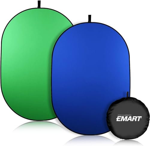 EMART Fondo de pantalla verde 2 en 1, 5 x 6.5 pies, plegable, portátil, emergente, Chromakey, fondo para vivo, zoom virtual, oficina en casa, cámara