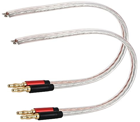 HIEbee High-Fidelity-Lautsprecherkabel, offenes Kupfer auf vergoldetem Bananenstecker, Lautsprecher-Jumper-Kabelklemme für Audio-Lautsprecher-Verstärker (2 Stück, 30 cm)