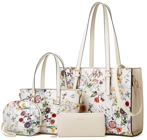 Modische Damen-Handtaschen aus Kunstleder, Tragetasche, Schultertasche, Tragegriff oben, 4-teiliges Set