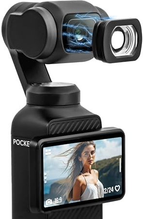 Tomat OSMO Pocket 3 Filtre, Objectif Grand Angle Multi-Couches pour DJI Pocket 3 Accessoires Protection de l'objectif de la caméra d'action (Version Aluminium magnétique)