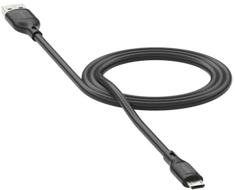 ZAGG mophie Essentials USB-A to Micro-USB Fast Charger and Data Transfer Cable, Enduraflex Silicone, Long-Lasting, Heavy-Duty, 12W, 1m, Black