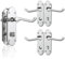 Bwintech 3 Sets Polished Chrome Richmond Lever on Plate, Latch Furniture, Backplate Door Handles, with Bathroom knob, Suitable for Wooden Doors