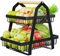 Heikoeco® Obstschale, Obstkorb, Obst Etagere, 2-Stöckiger Obstkorb aus Metall für Küche, Wohnzimmer, Büro, Obst Etagere, Obst Aufbewahrung (schwarz, 33x 21x 30)