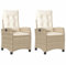 vidaXL Gartensessel mit Kissen 2 STK., Gartenstuhl mit Verstellbarer Rückenlehne, Liegestuhl mit Stahlrahmen, Sessel Stuhl Relaxsessel, Beige Poly Rattan