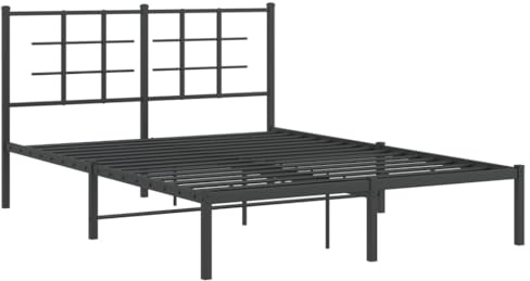 vidaXL Bettgestell mit Kopfteil Metall Schwarz 140x200 cm