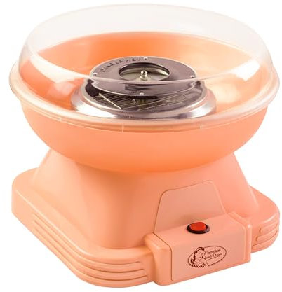 Bestron machine barbe à papa, Cotton Candy Maker avec 10 bâtonnets & cuillère à mesurer, idéal pour les anniversaires d'enfants & l'amusement à la maison, Sweet Dreams Collection, Couleur: Orange