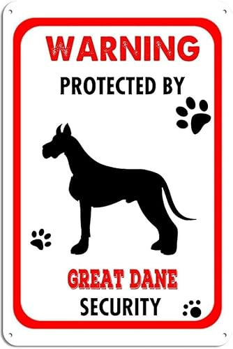 Geroclonup Dogge Warnschild Warnschild aus Metall, für den Außenbereich, Wanddekoration, Hofschilder, Heimdekoration, 30 x 40 cm, Blechschild für den Außenbereich