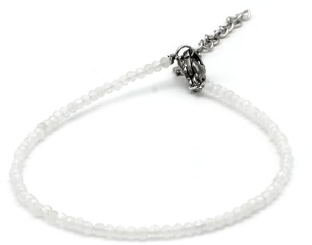 Miracles Minéraux Bracelet perle ronde facettée 2 mm / 4 mm, pierre naturelle, création artisanale française, plus de 50 choix (2 mm acier inox, pierre de lune)