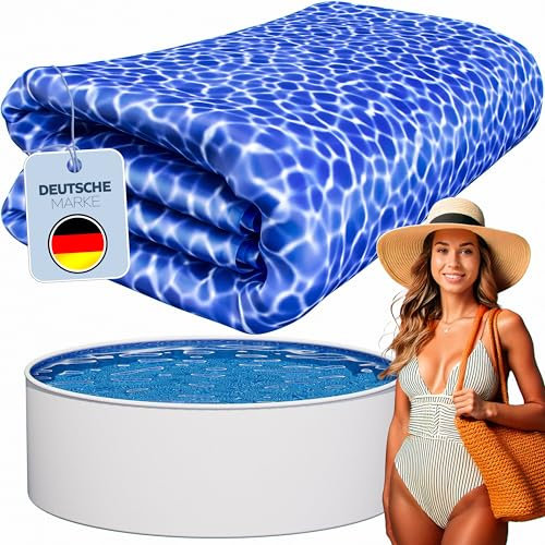 poolomio® Poolinnenfolie blau Marmor für Rundbecken 460 x 120 cm | 0,35 mm Stärke | Innenhülle Pool aus hochwertigem PVC | Ersatzfolie mit 10 cm Überlappung