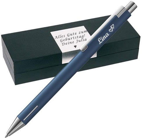 Juwelier Schönschmied L A M Y Econ Kugelschreiber mit Gravur als Geschenk | Geschenkverpackung inklusive Wunschgravur | schwarz schreibend | hochwertiges Metall | personalisierte Kullis | PS316