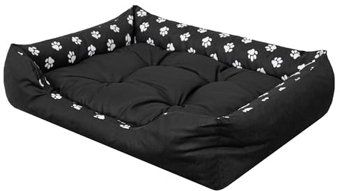 PillowPrim Hundebett - katzenkorb - kuscheliges Hundekissen - Hundekissen für Minihund - erhöhte Ränder EInfach zu reinigen, S, 67x54 cm, Schwarz
