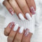 24PCS Glitter Square Press On Nails, Pink Sparkle and Grey Star Design, Medium Length Fake Nails Set, Elegant Full Cover Acrylic Nails in Multiple Sizes, Easy DIY & Long-Lasting Wear