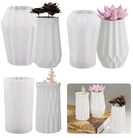 Octonyluck 3 Pièces Moule Vase Silicone, Resine Epoxy Moule Silicone, Moule en Silicone Vase DIY, Moules en Résine Vase, Moule en Silicone en Forme de Vase pour Fabrication de Vase Artisanat