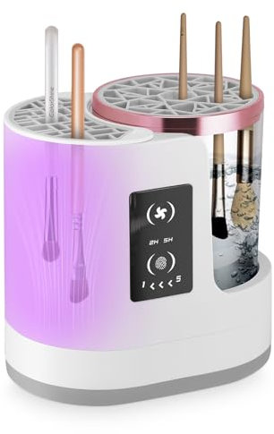 Automatic Makeup Brushes Cleaner,3 in 1 Electric Makeup Brush Cleaner Machine with Air-drying Function,Hand Free Make up Brush Cleaner Set for Cleaning and Drying,Suitable for All Brush Types