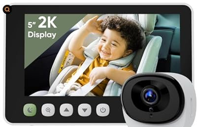 APPS2Car 2-In-1 Camara Vigilancia Bebe Coche,5'' Pantalla 1080p HD Vigilabebes con Camara y Audio,con Sensor de Temperatura Sin WiFi,Visión Nocturna,VOX Bidirecciona,Baby Monitor Coche y Casa