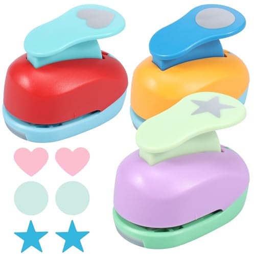 3 Stück Papierstanzer Set,Motivstanzer Set,Stanzer Set Kinder,Papier Ausstanzer für Papier DIY Scrapbook Fotoalbum Handwerk zum Basteln(A)