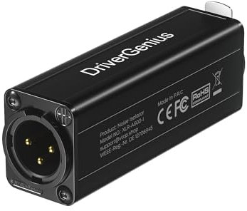 DriverGenius X-Shield | Ein-Kanal-XLR-Entstörfilter – Brumm-Unterdrücker für Audio-Interfaces, Mischpulte usw. (Passiv, Stecker/Buchse) – Nicht Kompatibel mit Phantomspeisungs-Mikrofonen
