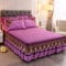 KnSam 200x220cm Bett Volant Warm, Spitze Bettrock Stretch Einfarbig Matratzenschutz, Baumwolle Betttuch Lila für alle Jahreszeiten