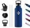 Vikastar Edelstahl Trinkflasche, Thermosflasche 500 ml, BPA-frei Trinkflasche, Thermosflasche mit Strohhalm, Trinkflaschee für Schule, Sport, Fahrrad, Camping, Dunkelblau