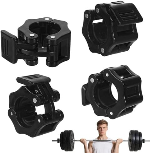 GooDengFull 4 Stück Hantelverschlüsse 30mm Schnellverschluss Hantel Schnellverschluss für Langhantel Gewichte Hantel Hantelstange Klammer für Kraftsport, Gewichtheben, Fitness, Gym (Schwarz)