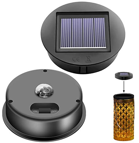 2 Stück Solarleuchten Ersatzteile: φ8cm Solarleuchten Ersatz Top mit Heller LED, IP65 Wasserdicht Solarpanel Hängende Laterne Ersatzoberteil, Solarpanel Ersatzteil für Solarlaterne Garten Auße und DIY