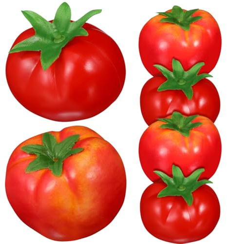 Gatuida Künstliche Tomaten 3 Stück Lebensecht Wirkende Tomate Aus Schaumstoff Und Kunststoff Kunstgemüse Für Küche Wohnzimmer Tischdeko Schaufenster Fotorequisiten 8.40 X 8.00 X 8.00 cm