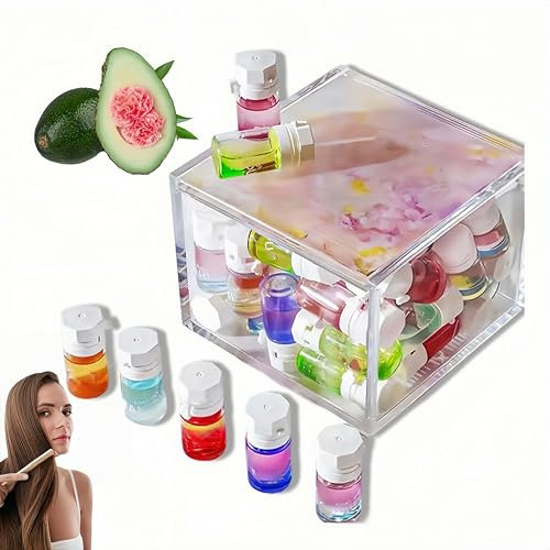 Parfum et Huile 2 en 1 - Huile capillaire nourrissante et brillante à l'avocat, Coffret d'huiles parfumées pour cheveux, Mini parfum capillaire pour femme, longue durée et cheveux abîmés (10Pièce)
