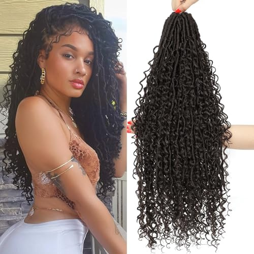 9 Packs Boho Faux Locs Crochet Hair 24 Inch Boho Soft Locs With Curly Ends Bohemian Goddess Hair Extensions For Black Women (4#-Dark Brown, 24 Inch (Pack of 9))