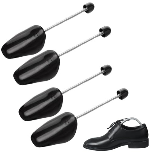 Techchii Shoe Trees for Men, 2 Pairs Adjustable Plastic Shoes Stretcher | Spiral Spring Sneaker Shoes Shaper Black Shoe Stretchers Mens for UK 6-11/EU 39-45