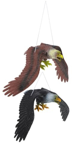 Hängender Adler aus Kunststoff, 4 Stück, Dekorative Gartendekoration | Flacher Boden, Kreative Schicke Form, für Garten und Geburtstag, Außendeko, Realistische Tierfigur