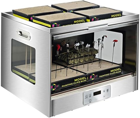Stainless Steel Airbrush Spray Booth, Model Paint Drying Box, Built-in Fan and Exhaust Extension Hose, Adjustable Temperature, Suitable for Primer Varnish Acrylic Paint Applications