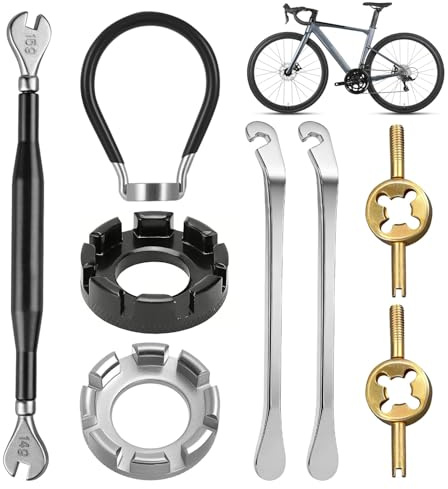 Kit Clé à Rayon de Vélo 8 Pièces Demonte Pneu Velo Acier Inoxydable