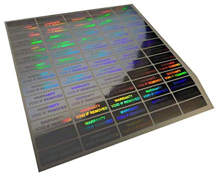 Selbstklebende Etiketten mit Hologramm - Garantie und Sicherheit - 1 cm x 3 cm, 70 Stück