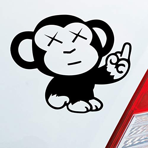 Hellweg Druckerei Affe Mittelfinger Fun Tier Motorrad Monkey Ape Auto Aufkleber Sticker Heckscheibenaufkleber