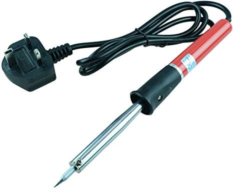 Mains Powered Soldering Iron Solder UK Plug Basic Beginner Electronics DIY Hobby Repairs (30, Watts)