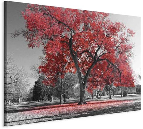 murando - Quadro Albero 120x80 cm 1 Pezzo Stampa su Tela in TNT Tessuta XXL Quadri Moderni Murale Arte Moderno Grafica Decorazioni da Parete Pittura Immagini Decori Natura Paesaggio rosso c-B-0445-b-b
