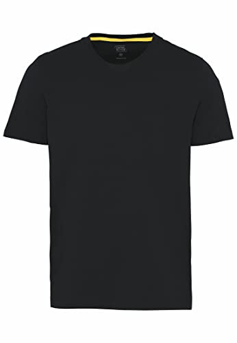 camel active Herren Basic Kurzarm T-Shirt mit Rundhalsausschnitt Schwarz, Menswear-L