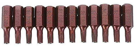 12 Stück S2 Stahl Magnetisches Torx Schraubendreher Hex Stern Bit Set 1/4-Punkt-Schraubendreher Hohl/Fest (Fest T35)