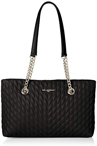 KARL LAGERFELD Damen Karolina Tote Tragetasche, Schwarz/Silber