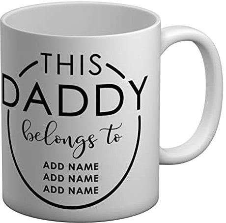 Shopagift Personalised This Daddy Belongs to White 11oz Large Mug Cup