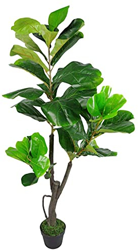 Leaf Design UK Artificial Realistic Plant Fiddle Fig Tree, Green, 120cm